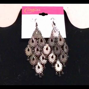 Gunmetal Filagree Mini-Teardrops 3” Earrings